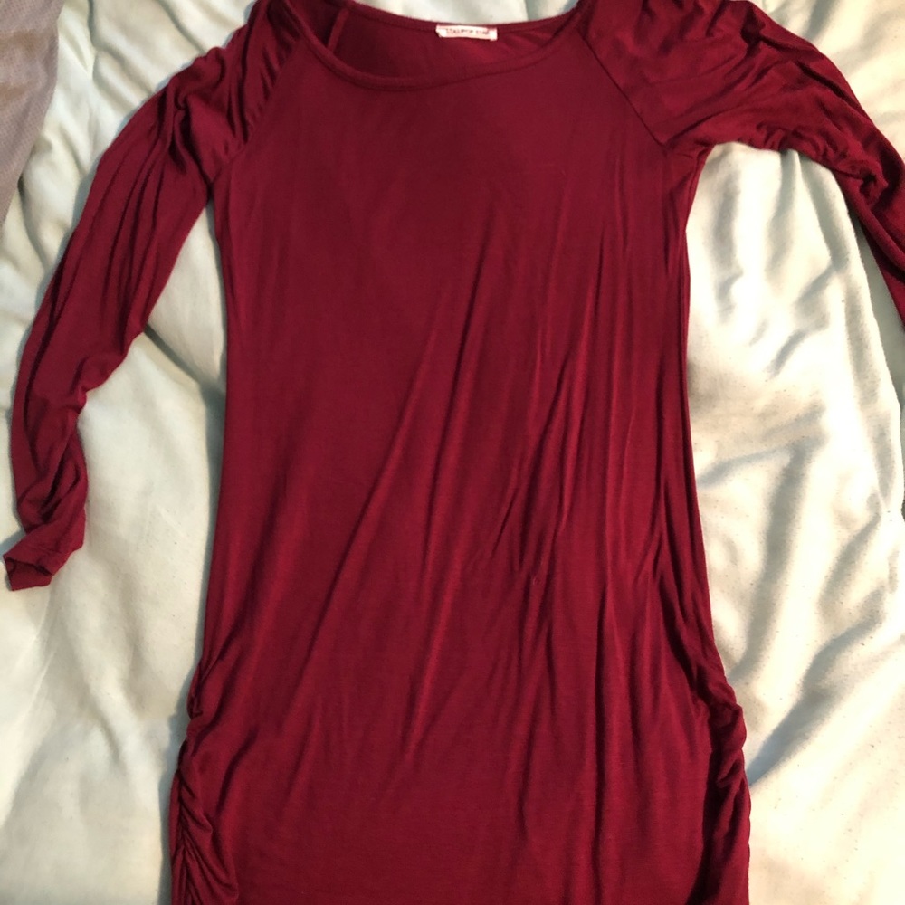 buckle, long sleeve dress